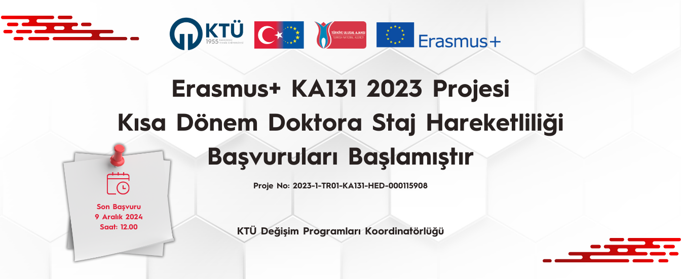 2023 Projesi Erasmus+ Kısa Dönem Doktora Staj Başvuruları