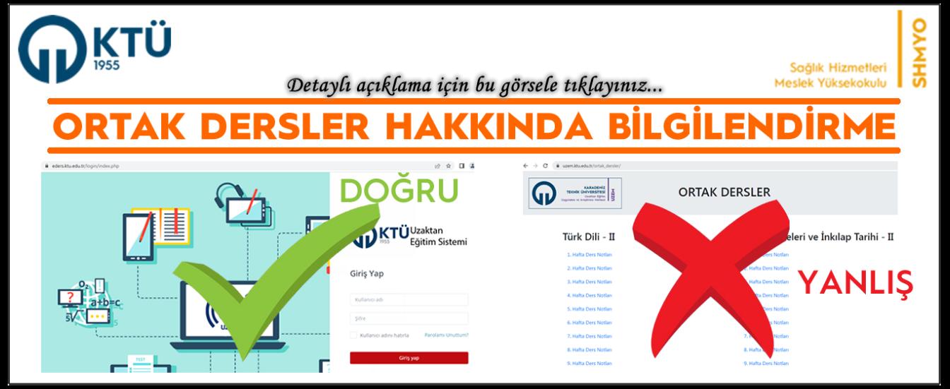 Ortak Dersler Hakkında Bilgilendirme